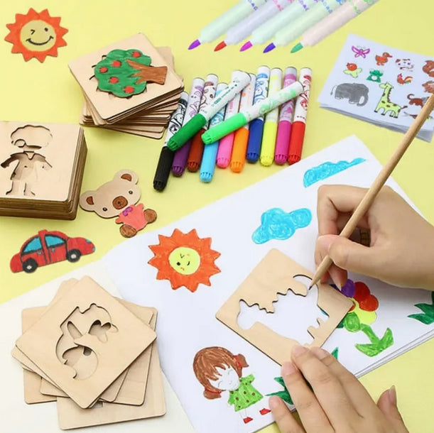 Wooden Drawing Stencil Set