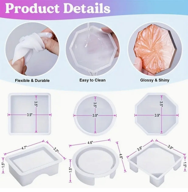 Silicone Coaster Resin Mold Set