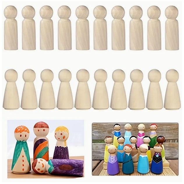Wooden Peg Dolls | 20-Piece Peg Dolls | CraftopiaArt