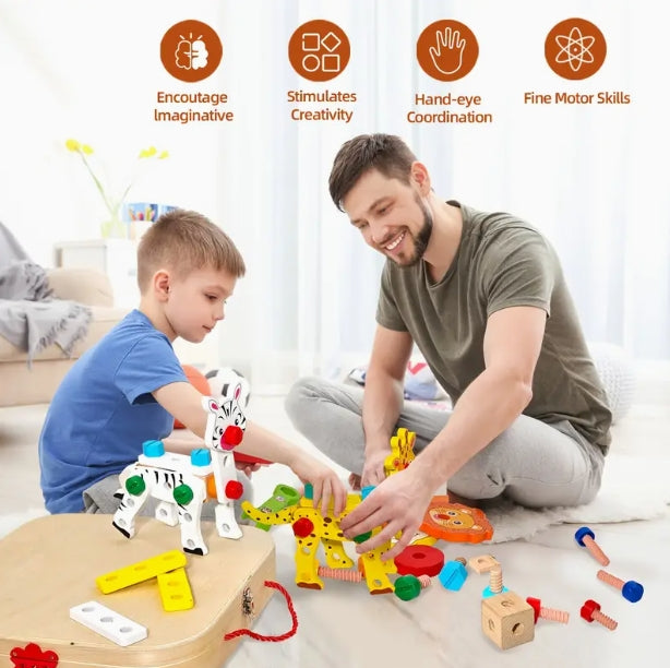 Animal Assembly Wooden Toolbox