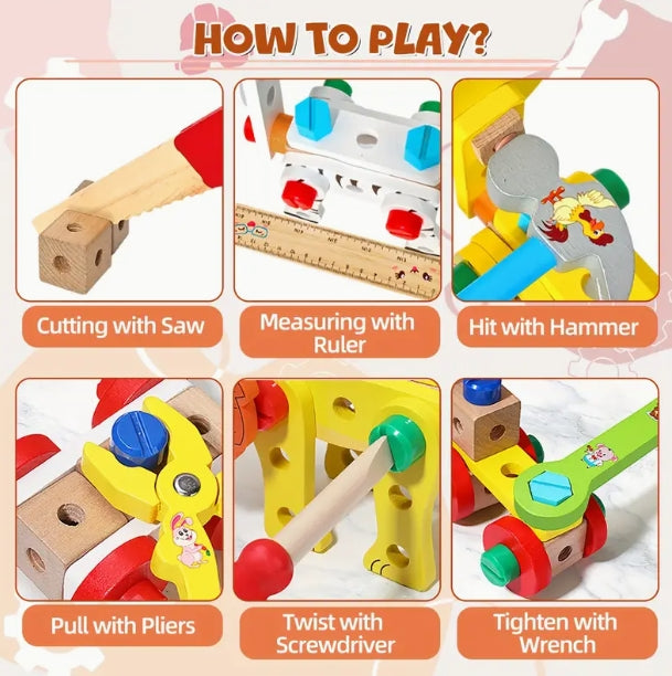 Animal Assembly Wooden Toolbox