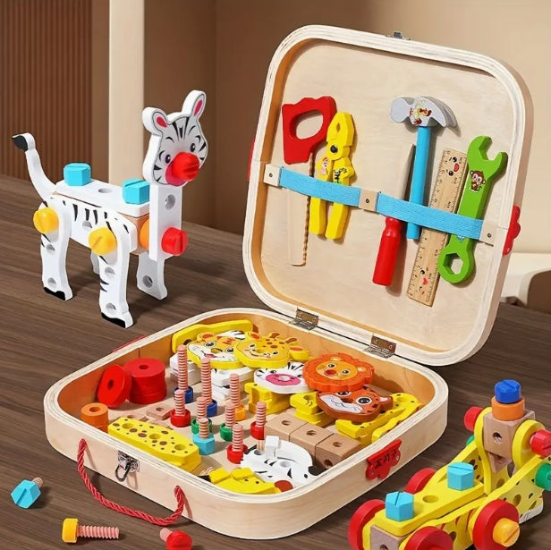 Animal Assembly Wooden Toolbox