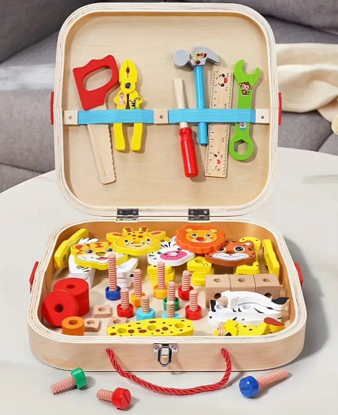 Animal Assembly Wooden Toolbox